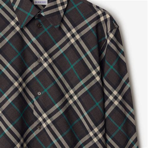 40621401 burberry|Check Wool Shirt in Snug .